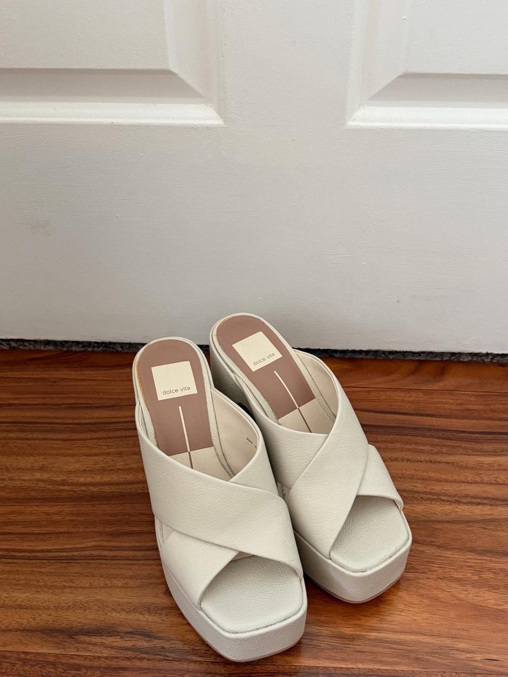 Dolce Vita Cream Crisscross Platform Mules